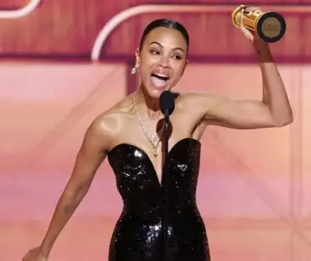 Zoe Saldana wins the Golden Globe for best performance by a female actor in a supporting role in any motion picture