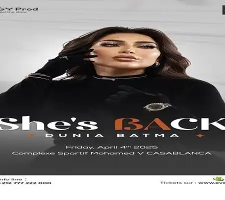 Donia Batma performs before her fans at a huge concert at the Mohammed V Complex in Casablanca.