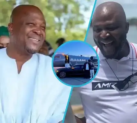Ibrahim Mahama Poses With Son Near His Private Jet, Fans Love Their Rich Lifestyle: "Dzata Ne Neba"